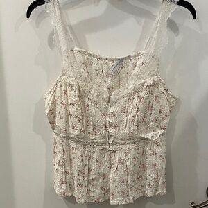 Lace Trim Floral Blouse